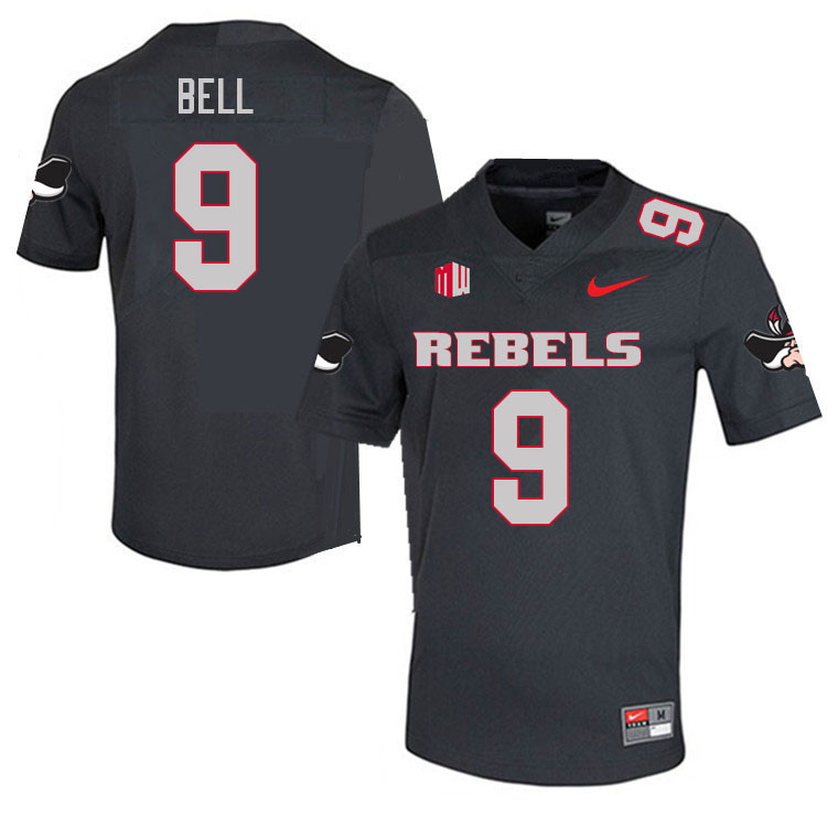 Men #9 LeShaun Bell UNLV Rebels College Football Jerseys Sale-Charcoal - Click Image to Close